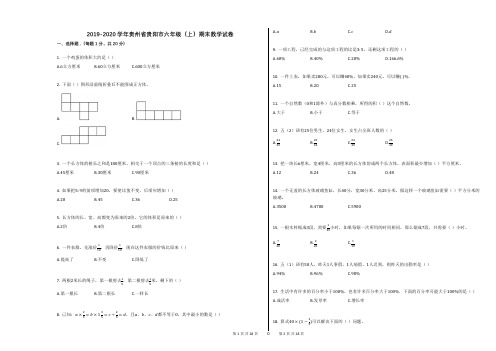 2019-2020学年贵州省贵阳市六年级(上)期末数学试卷