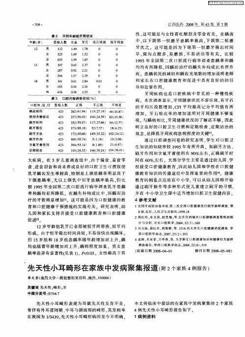 先天性小耳畸形在家族中发病聚集报道(附2个家族4例报告)