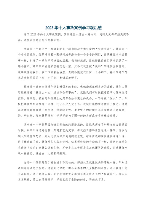 2023年十大事故案例学习观后感