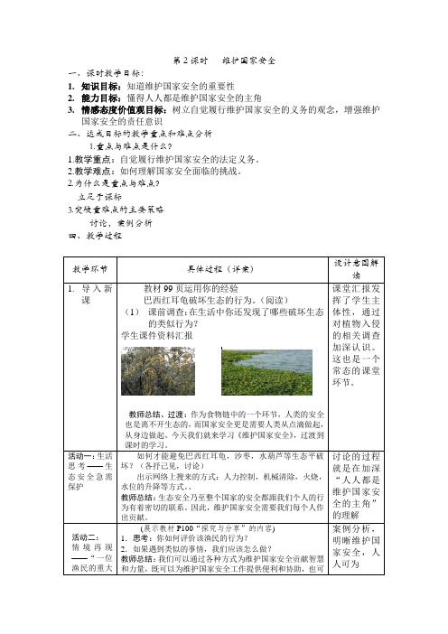 9.2 维护国家安全 教案