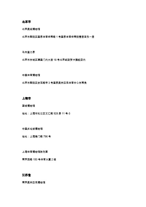 中国体育类博物馆一览表