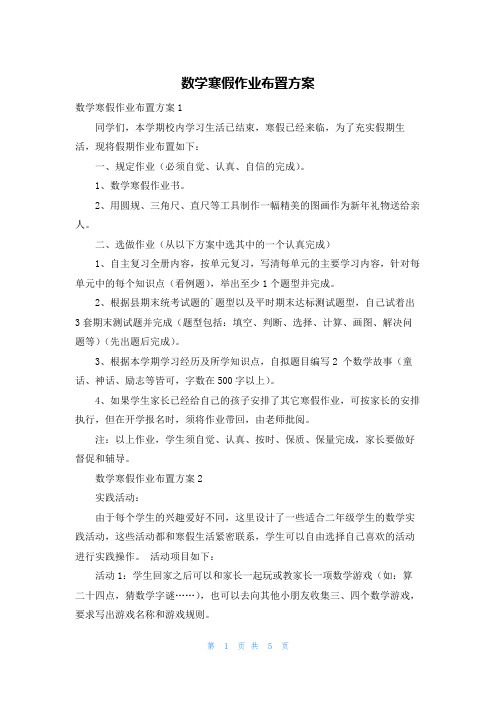 数学寒假作业布置方案