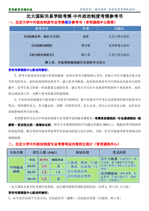 北大国际关系学院中外政治制度专业考博真题复习资料