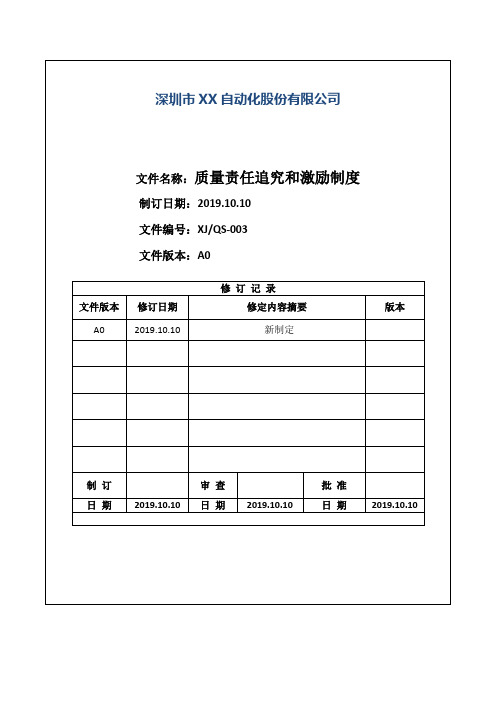 质量责任追究与激励制度