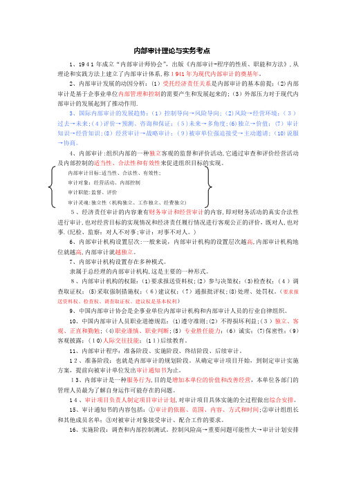 2013年内部审计资格考试理论与实务考点