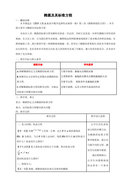 人教A版数学高中选择性必修一《3.1.1椭圆及其标准方程》教学设计(1)