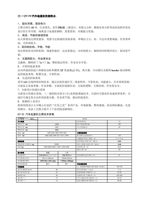 三一QY130特点(卖点)及技术参数