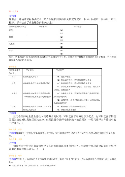 会计学《财务审计》作业 含答案