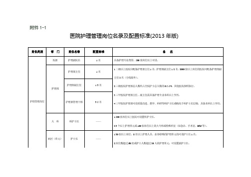 护理岗位名录及配置标准