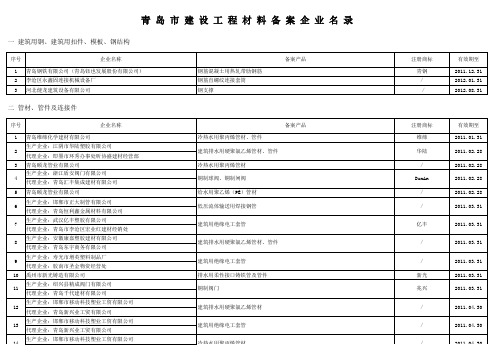 青岛工程建筑材料备案