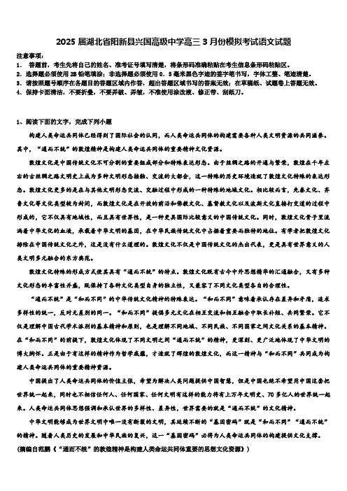 2025届湖北省阳新县兴国高级中学高三3月份模拟考试语文试题含解析