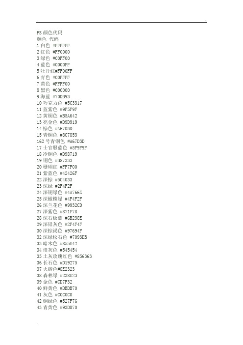 PS颜色代码(比较全的)