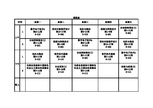 河南科技大学自动化大三课程表