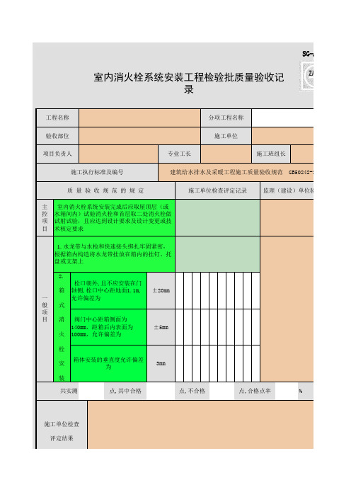 SG-A013_室内消火栓系统安装工程检验批质量验收记录