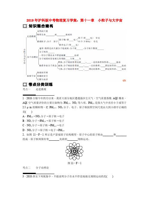 2019年沪科版中考物理复习学案：第十一章 小粒子与大宇宙