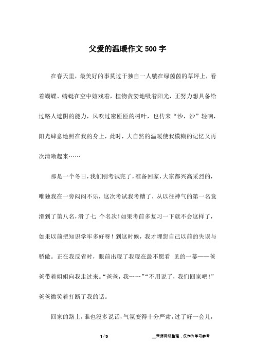 父爱的温暖作文500字