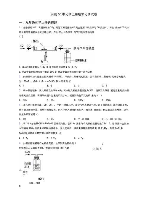 合肥50中化学初三化学上册期末化学试卷