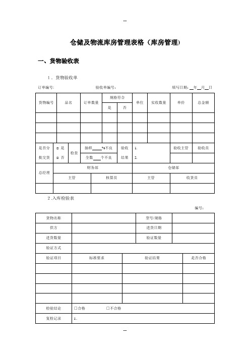 仓储及物流库房管理表格(库房管理)