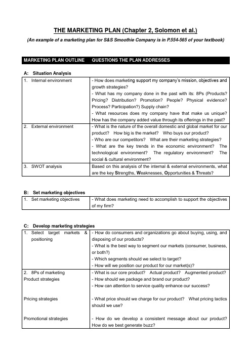 THE MARKETING PLAN市场营销计划