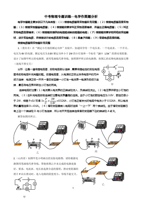 中考物理专题训练--电学作图题(含答案)