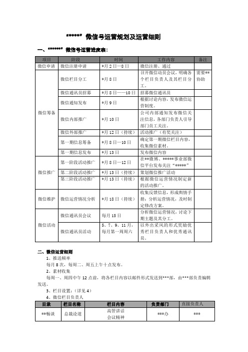 微信号运营规划