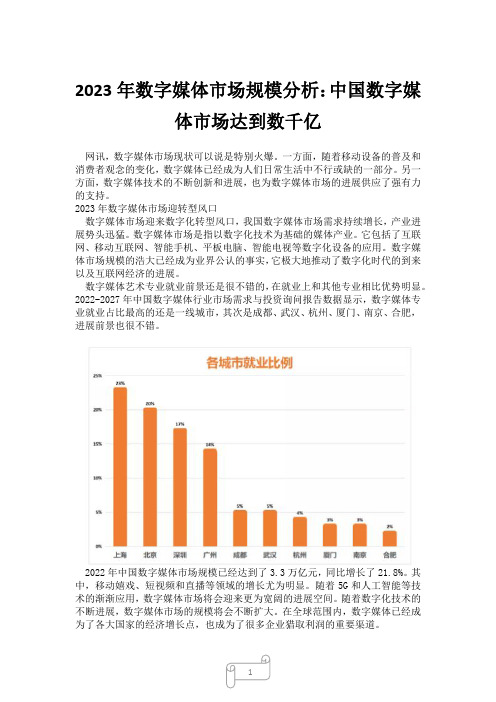 2023年数字媒体市场规模分析：中国数字媒体市场达到数千亿1