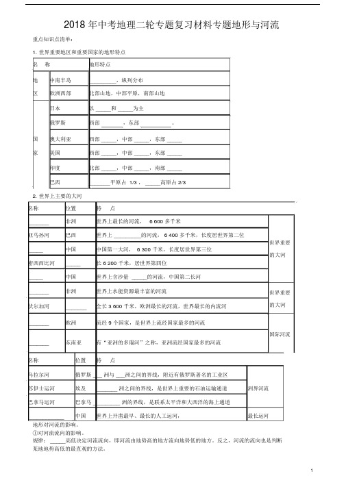 2018年中考地理二轮专题复习材料专题地形与河流(20201010225616).doc