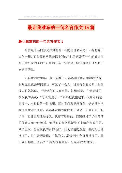 最让我难忘的一句名言作文15篇