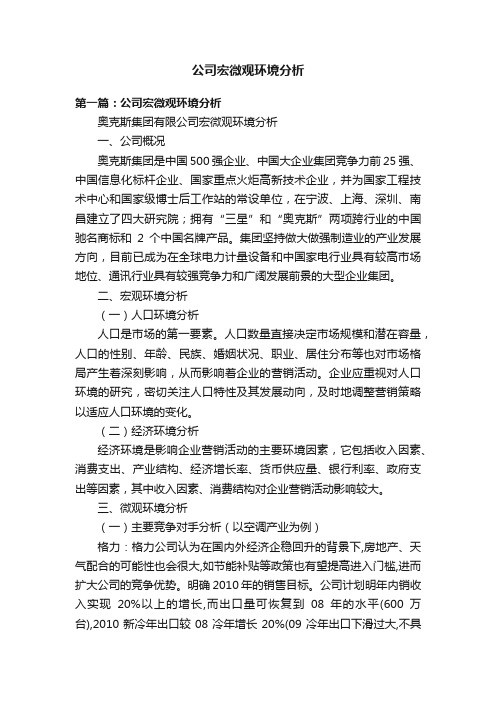 公司宏微观环境分析