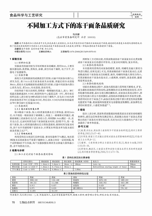 不同加工方式下的冻干面条品质研究