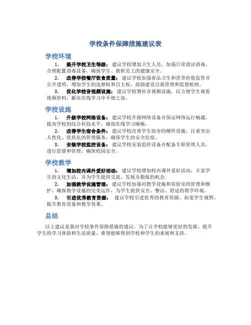 学校条件保障措施建议表