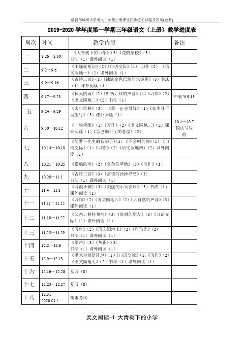 最新部编版小学语文三年级上册课堂同步练习试题及答案(全册)