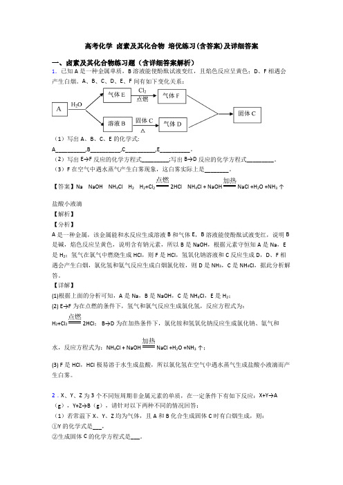 高考化学 卤素及其化合物 培优练习(含答案)及详细答案