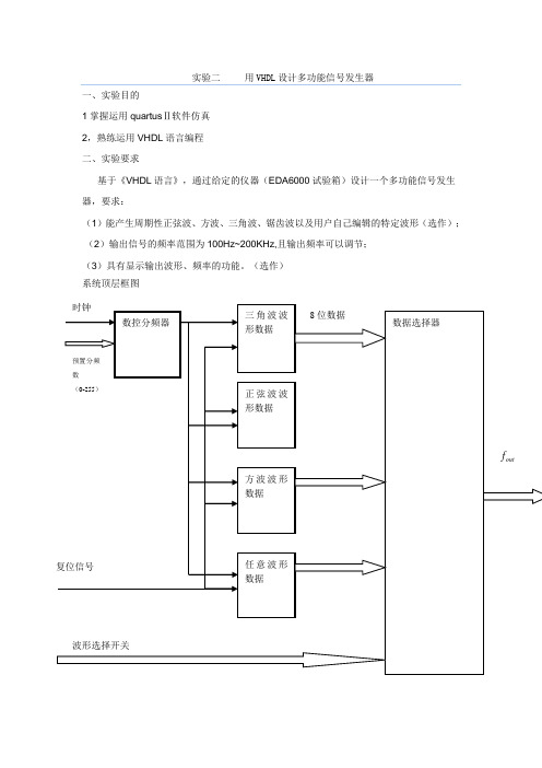 用VHDL设计多功能信号发生器