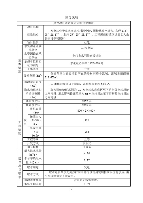 水电站建设项目水资源论证报告