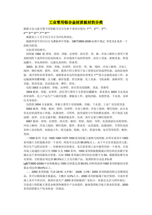 工业常用铝合金材质板材的分类