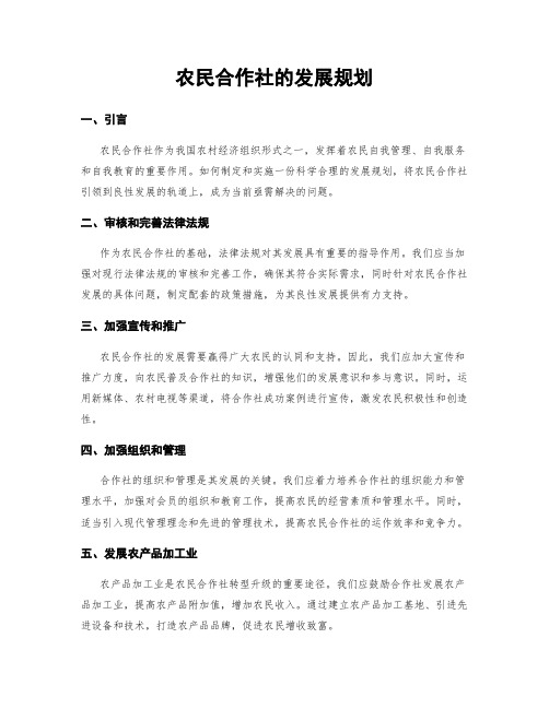 农民合作社的发展规划