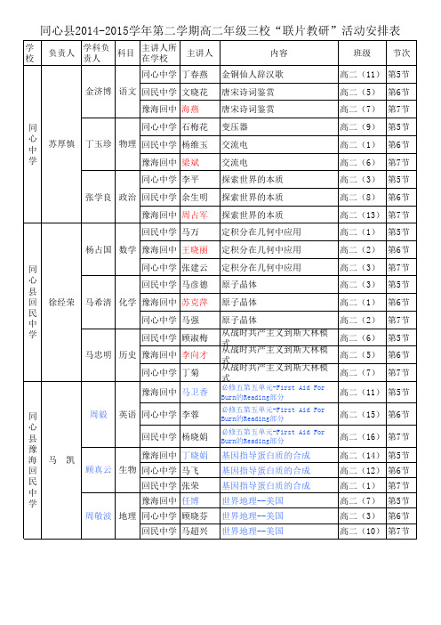 高二联片教研活动