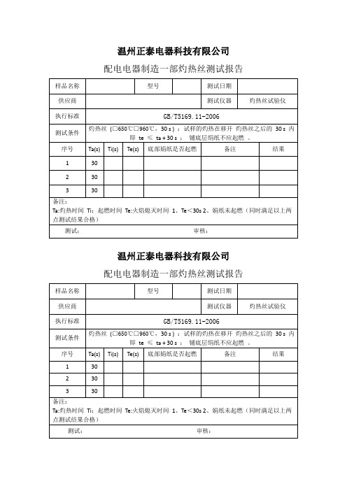 灼热丝试验报告