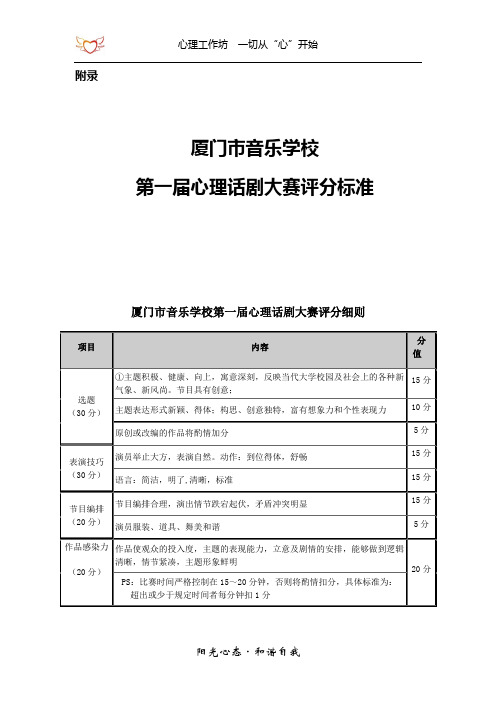 心理情景剧比赛评分表