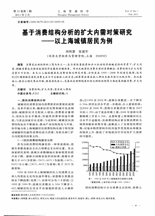 基于消费结构分析的扩大内需对策研究——以上海城镇居民为例