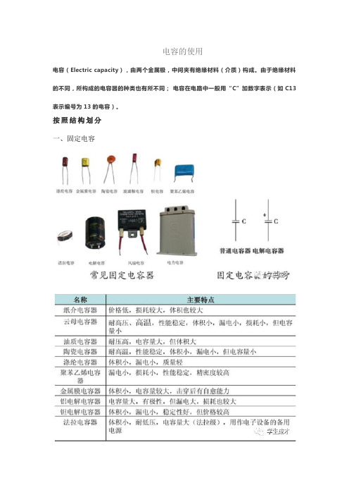 电阻电容知识点汇总