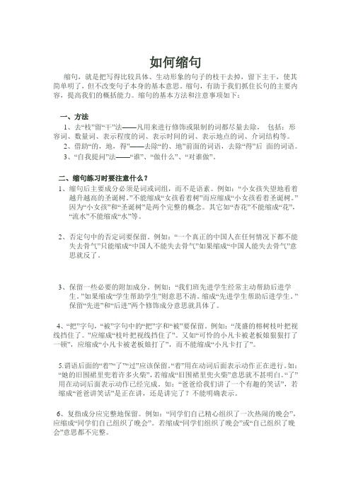 小学专题复习之如何缩句