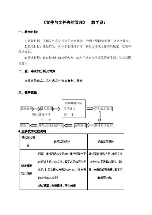 文件和文件夹的管理 教学设计