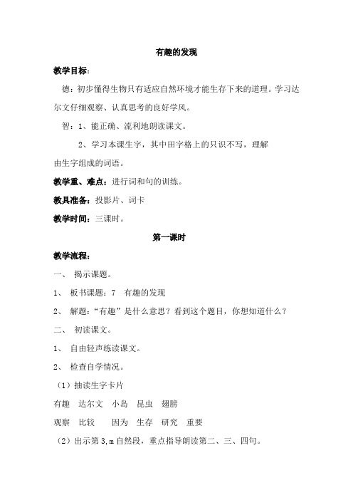 苏教版小学二年级语文上册《有趣的发现》教案