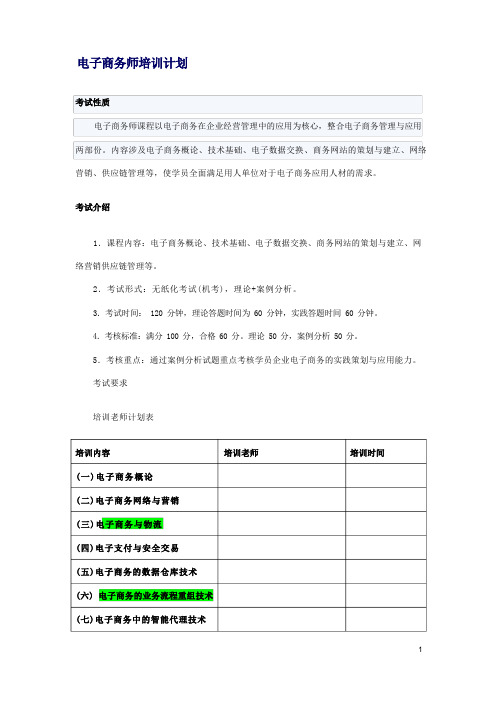 电子商务师培训计划