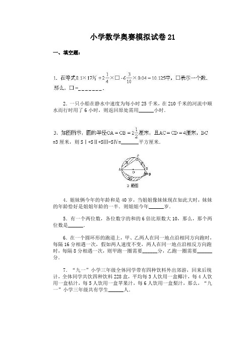 小学数学奥赛模拟试卷21