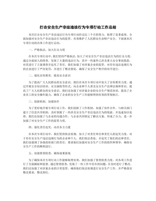 打击安全生产非法违法行为专项行动工作总结