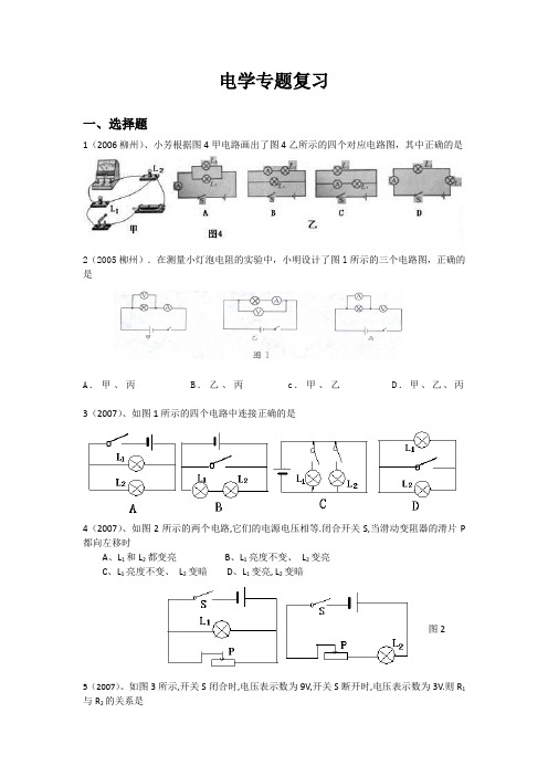 初中物理电学专题复习