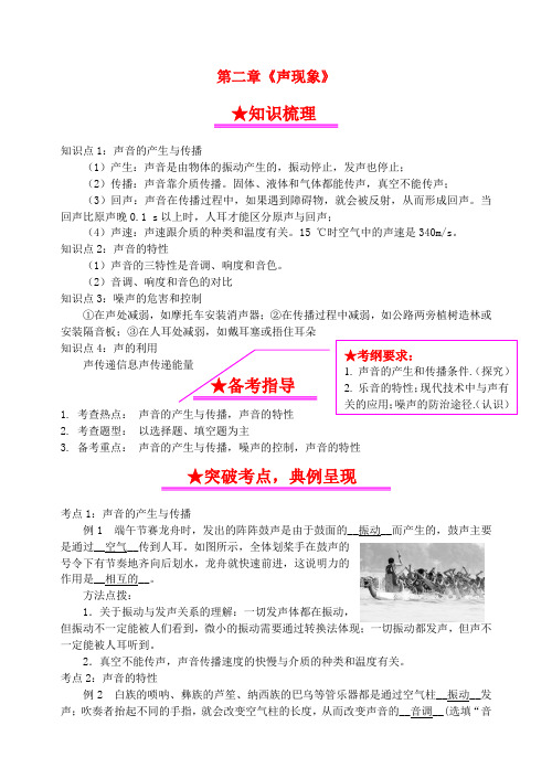 中考物理总复习系列知识点梳理及训练2声现象